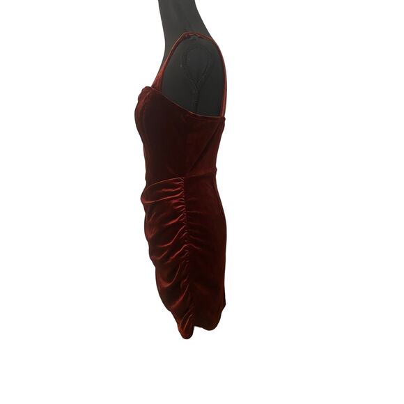 Burgundy Velvet Corset Style Mini Holiday Party Dress Sweetheart Neckline Med - Picture 3 of 9